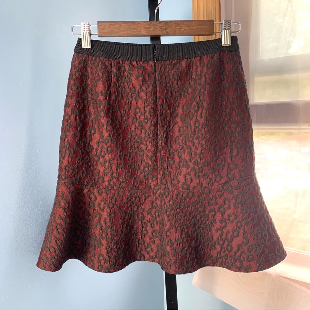 Ann Taylor Burgundy and Black Brocade Trumpet Skirt - Picture 6 of 8